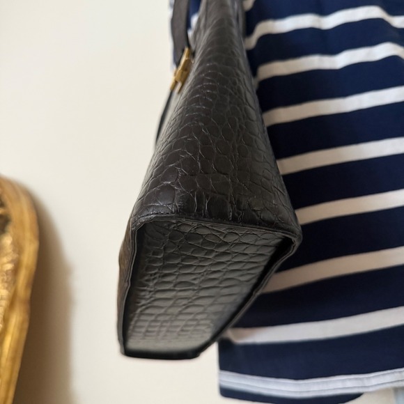 Vintage Salvatore Ferragamo Croc Embossed shoulder bag tote - Picture 6 of 13